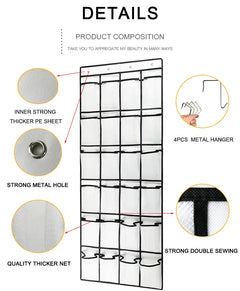 Clear Over The Door Shoe Organizer with 24 Fabric Pockets